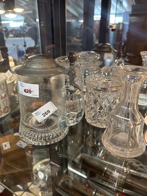 Lot 269 - Quantity of cut glass ware, jars and covers,...