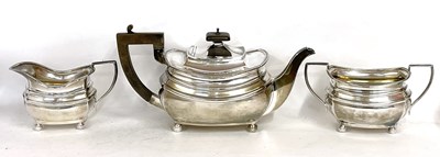 Lot 134 - George VI silver three piece tea set...