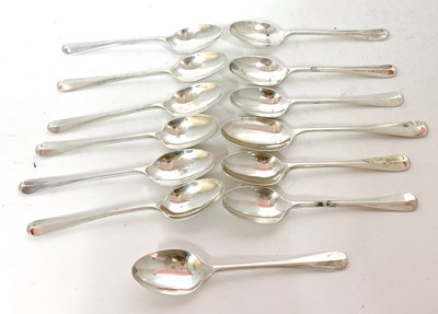 Lot 140 - Thirteen Hanoverian rat tail teaspoons,...