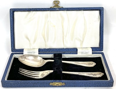 Lot 149 - Cased George VI silver christening fork and...