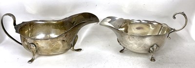 Lot 184 - Two hallmarked silver sauce boats of typical...