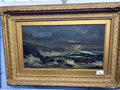 Lot 98 - Stormy Coastline, unsigned, oil on canvas,...