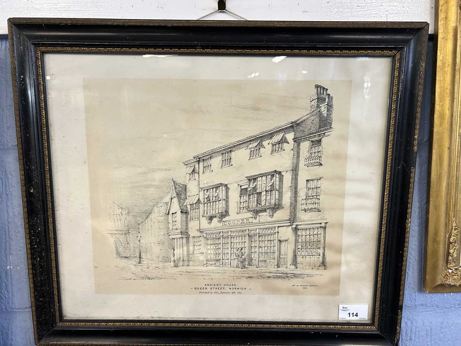 Lot 114 Ancient House, Queen Street, Norwich, print,