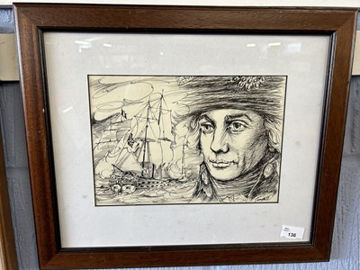 Lot 136 - Sketch of Nelson by Campbell, pen and ink on...