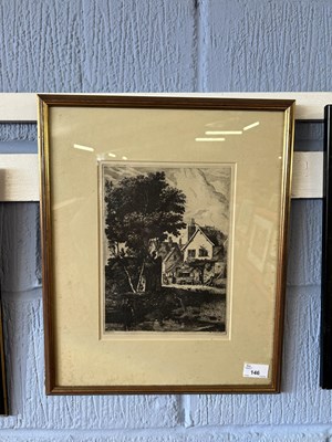 Lot 146 - View of Crome by Colkett, etching, 18cm wide,...