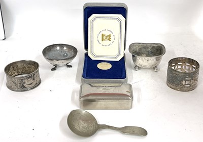 Lot 181 - Mixed Lot: A Victorian silver trench salt on...