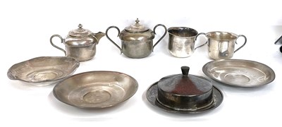 Lot 212 - Mixed Lot:  White metal tea ware, teapot, two...