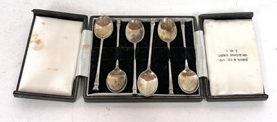 Lot 229A - A cased set of six seal top coffee spoons,...