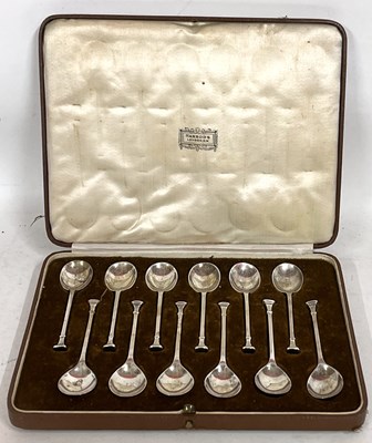 Lot 230 - Cased set of twelve seal top coffee spoons,...