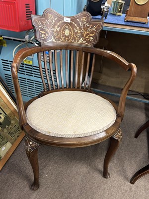 Lot 578 - A Edwardian mahogany framed bow back armchair...