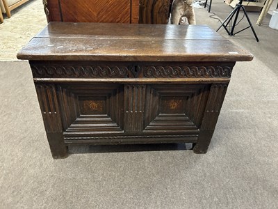 Lot 584 - A 17th Century oak coffer reputedly of Flemish...