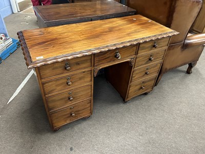 Lot 601 - A 19th Century mahogany twin pedestal desk or...