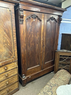 Lot 606 - A Victorian mahogany wardrobe of large...