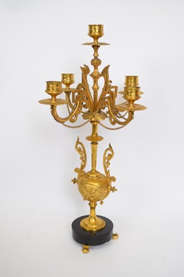 Lot 88 - Gilt brass candelabra with four sconces and...