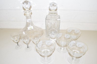 Lot 134 - Two 20th Century clear glass decanters