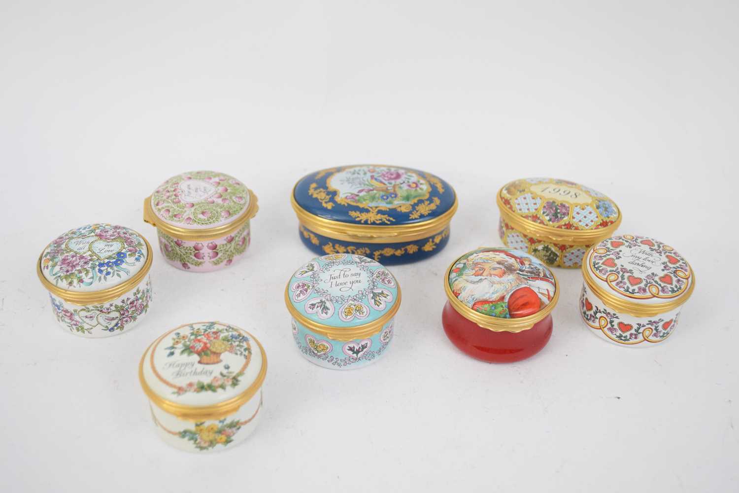 Lot 108 - Small collection of Halcyon Days enamel boxes (8)