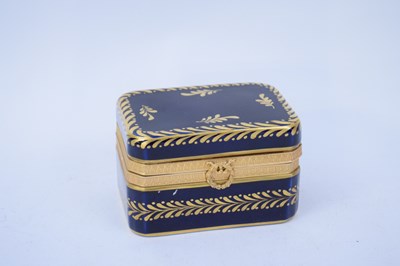 Lot 115 - Sevres style ceramic box, the blue ground with...