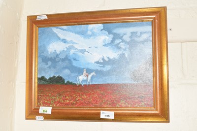 Lot 236 - Horse and Rider in a field of poppies by...