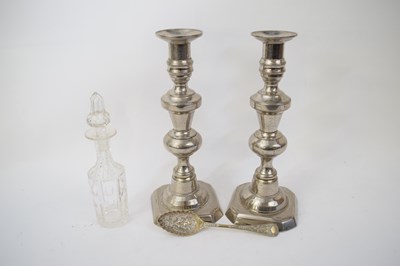Lot 149 - Pair of silver plated candlesticks, plated...