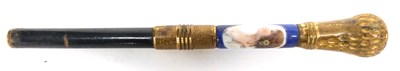 Lot 172 - Wooden baton with gilt metal mounts, the blue...