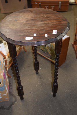 Lot 866 - Three legged side table with barley twist legs