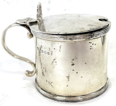 Lot 12 - A George V silver drum mustard of typical form...