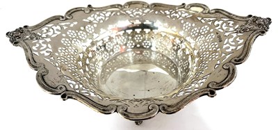 Lot 8 - An Edwardian silver pierced basket of oval...