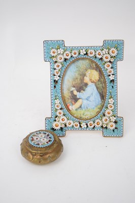 Lot 185 - Small photo frame with enamel backing and...