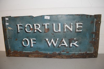 Lot 10 - A cut down painted metal sign marked 'Fortune...