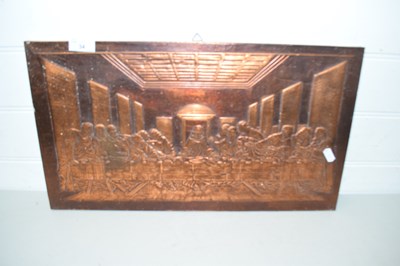 Lot 34 - Copper mounted wall plaque, The Last Supper