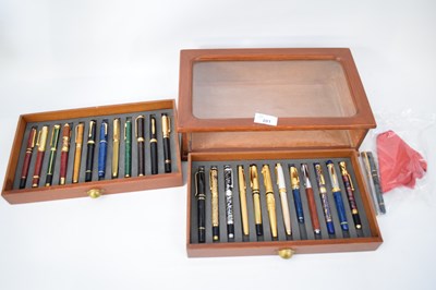 Lot 201 - Wooden cased collection of pens