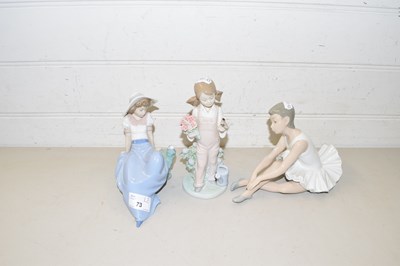 Lot 73 - Lladro model of a girl with flowers and a bird...