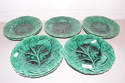 Lot 116 - Quantity of Minton Victorian green glaze leaf...