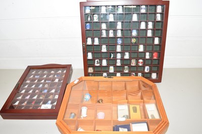 Lot 125 - Collection of thimbles in three display cabinets