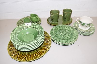 Lot 137 - Mixed Lot: Various green glazed dinner and tea...