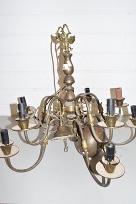 Lot 143 - Large brass Dutch style light fitting