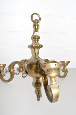 Lot 146 - Brass three branch chandelier