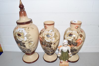 Lot 184 - Mixed Lot: Set of three opaque floral...