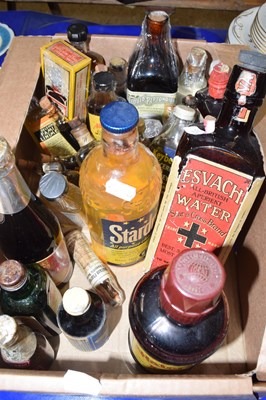 Lot 187 - Box of various vintage chemists bottles, ink...