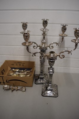 Lot 212 - Pair of large silver plated candleabra...