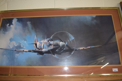 Lot 217 - Barrie Clarke, coloured print, Spitfire,...