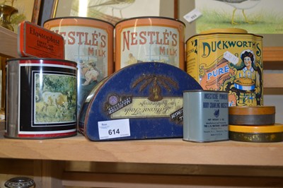 Lot 614 - Two Nestle milk tins and other packaging and tins