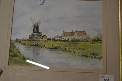 Lot 560 - Broadland scene by K Coleman?, framed and glazed