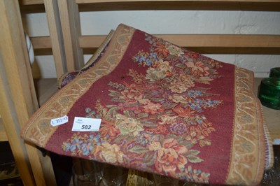 Lot 582 - A red and floral decorate brocade table runner