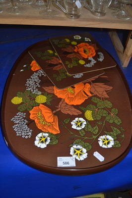 Lot 586 - A mid 20th Century brown and orange floral...