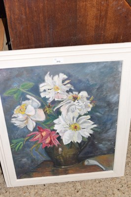 Lot 313 - E Fearnley, Peonies and Roses, oil on board,...