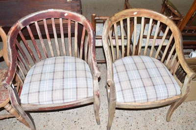 Lot 318 - Pair of vintage bow back armchairs