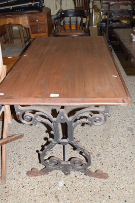 Lot 324 - Cast base dining or pub table with hardwood...