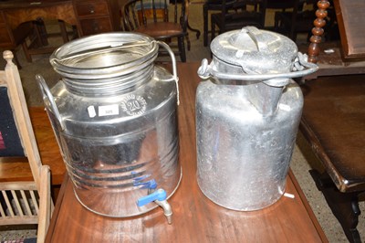 Lot 325 - Vintage aluminium churn and one other