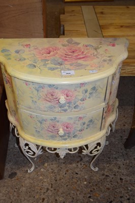 Lot 364 - Rose decorated two drawer bedside cabinet